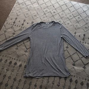 Black and white striped long sleeve tunic